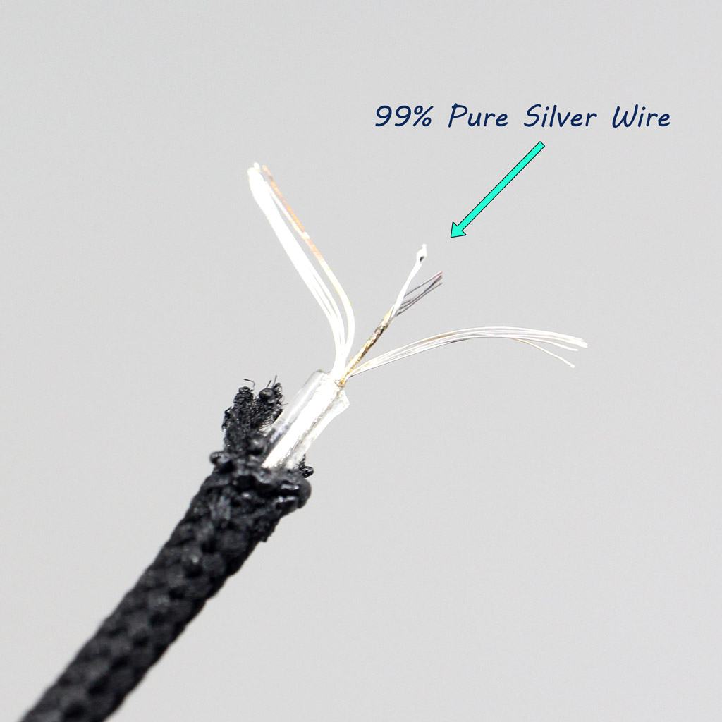 10m Hi-Res Pure 99% Silver Inside + Silver Plated OCC Shielding Wire 18*0.08mm OD 1.7mm With Nylon outer Cover
