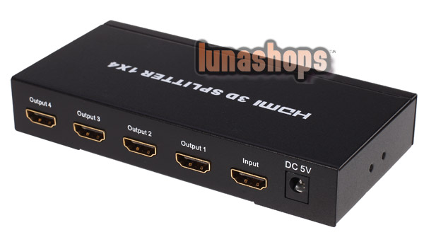 4 Port 1x4 1 In 4 Out HDMI Splitter Audio Video 1080P HD HDTV 3D DVD HDV-814