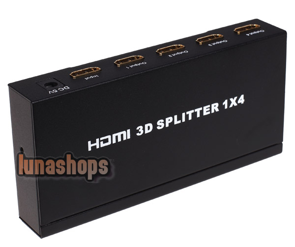 4 Port 1x4 1 In 4 Out HDMI Splitter Audio Video 1080P HD HDTV 3D DVD HDV-814